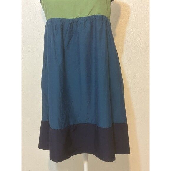 FOSSIL Women Sz M Silk Blend Lined Colorblock Babydoll Dress Adjustable Straps - Picture 3 of 13